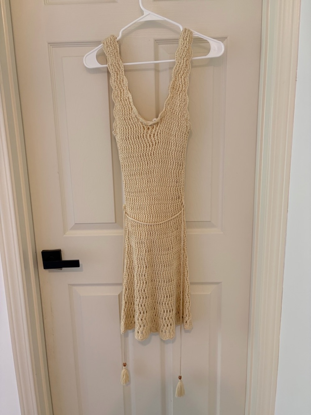 Mable Crochet Knit Tank Dress in Cream